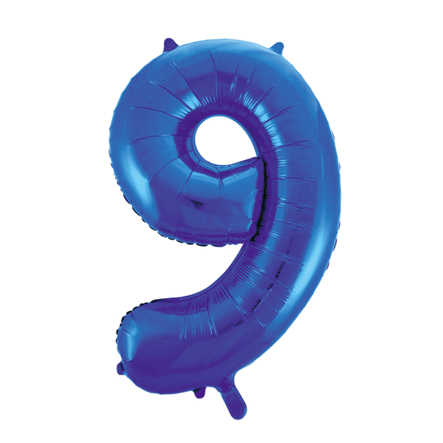 Folie Ballon Cijfer 9 Blauw XL 86cm leeg van WeFiesta koop je bij Partywinkel