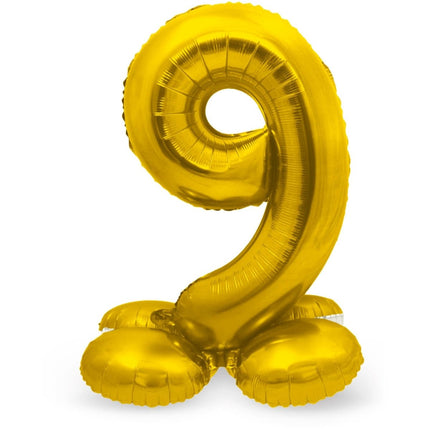 Folie Ballon Cijfer 9 Goud met standaard 72cm van Folat koop je bij Partywinkel