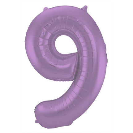 Folie Ballon Cijfer 9 Mat Paars XL 86cm leeg van Folat koop je bij Partywinkel