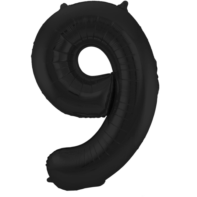 Folie Ballon Cijfer 9 Mat Zwart XL 86cm leeg van Folat koop je bij Partywinkel