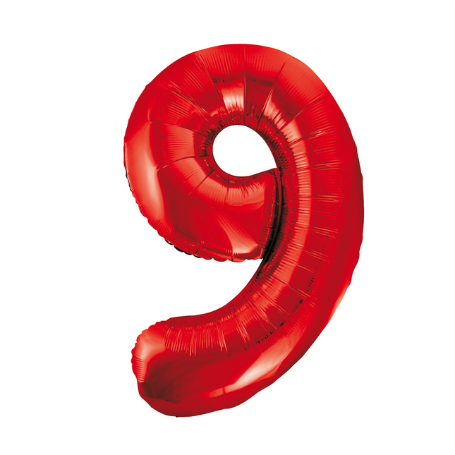 Folie Ballon Cijfer 9 Rood XL 86cm leeg van WeFiesta koop je bij Partywinkel
