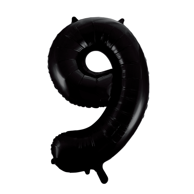 Folie Ballon Cijfer 9 Zwart XL 86cm leeg van WeFiesta koop je bij Partywinkel