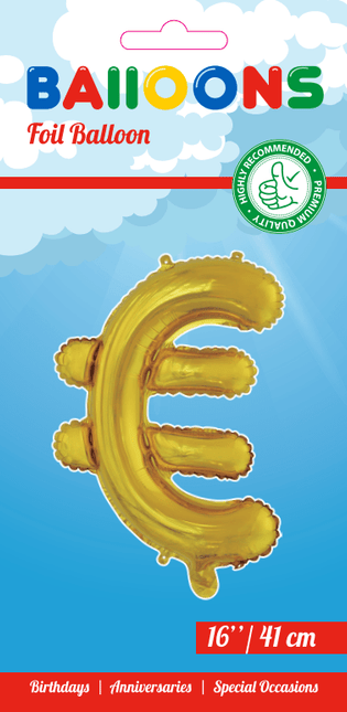 Folie Ballon Euroteken Goud 41cm met Rietje van WeFiesta koop je bij Partywinkel