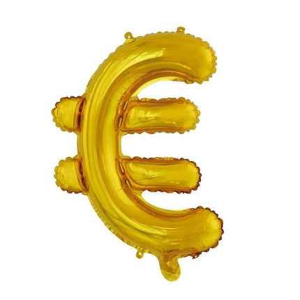Folie Ballon Euroteken Goud 41cm met Rietje van WeFiesta koop je bij Partywinkel