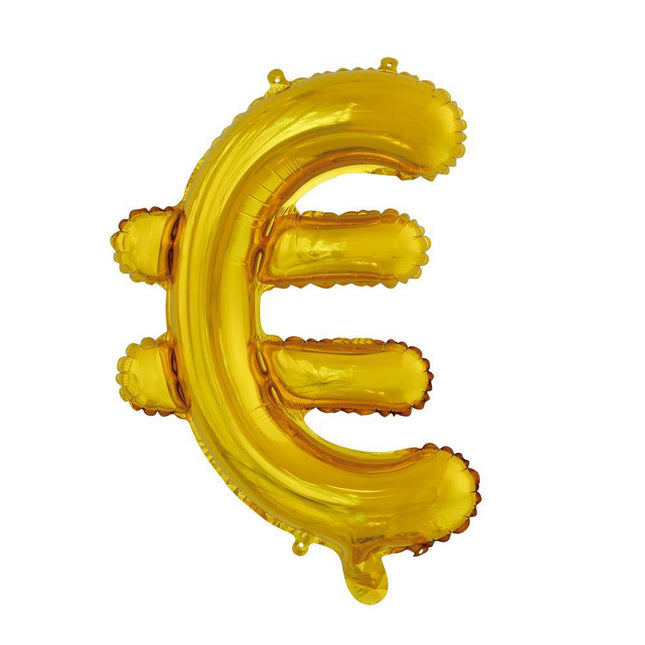 Folie Ballon Euroteken Goud 41cm met Rietje van WeFiesta koop je bij Partywinkel