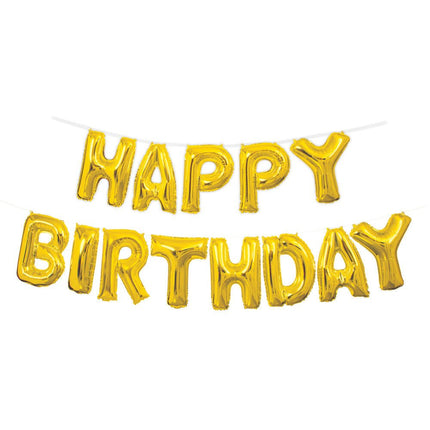 Folie Ballon Happy Birthday Goud Leeg 4,31m van Unique koop je bij Partywinkel