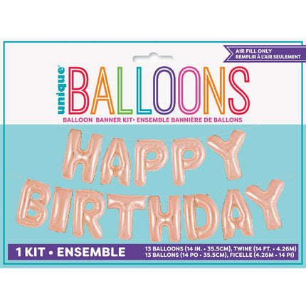 Folie Ballon Happy Birthday Rose Goud Leeg 4,31m van Unique koop je bij Partywinkel