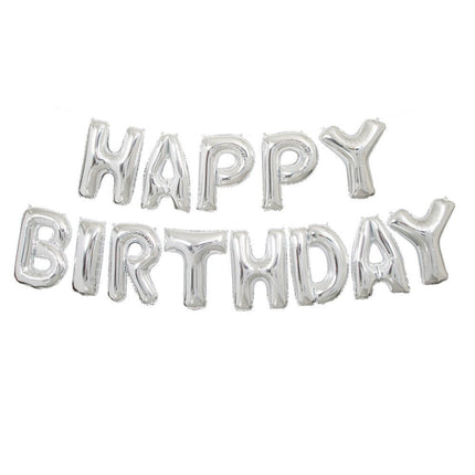 Folie Ballon Happy Birthday Zilver Leeg 4,31m van Unique koop je bij Partywinkel