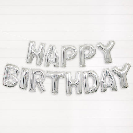 Folie Ballon Happy Birthday Zilver Leeg 4,31m van Unique koop je bij Partywinkel