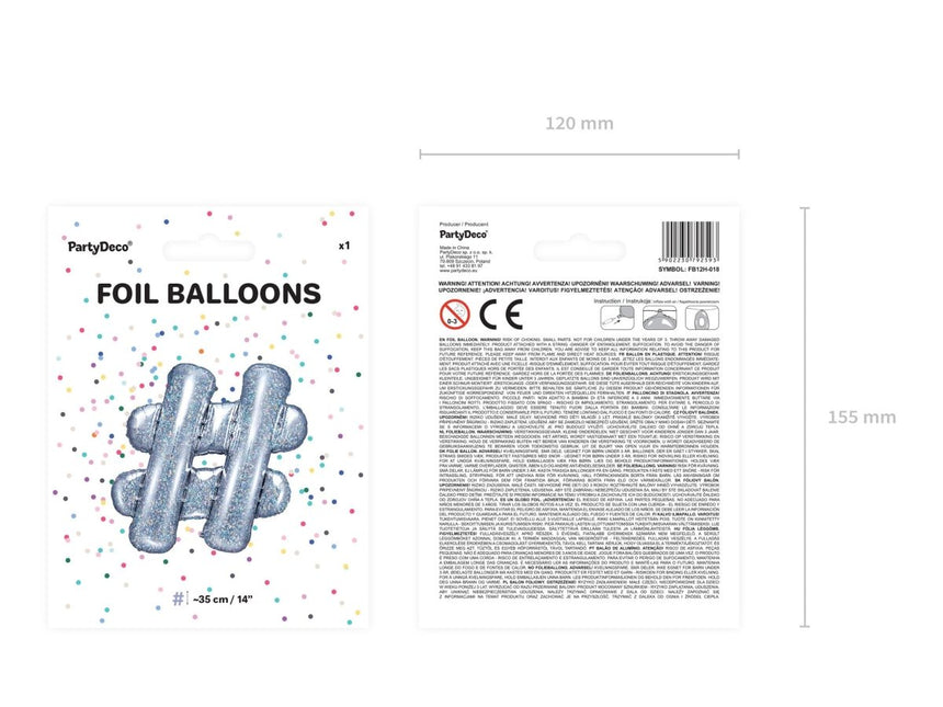 Folie Ballon Hashtag  Holografisch 35cm van Partydeco koop je bij Partywinkel