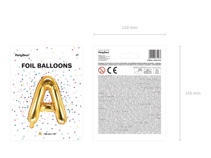 Folie Ballon Letter A Goud Leeg 35cm van Partydeco koop je bij Partywinkel