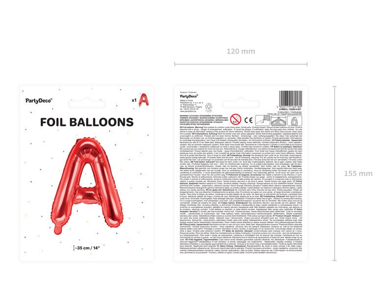 Folie Ballon Letter A Rood Leeg 35cm van Partydeco koop je bij Partywinkel