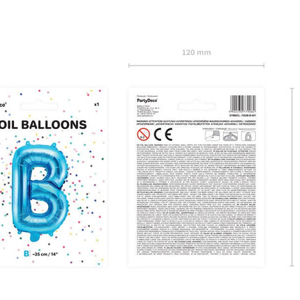 Folie Ballon Letter B Blauw Leeg 35cm van Partydeco koop je bij Partywinkel
