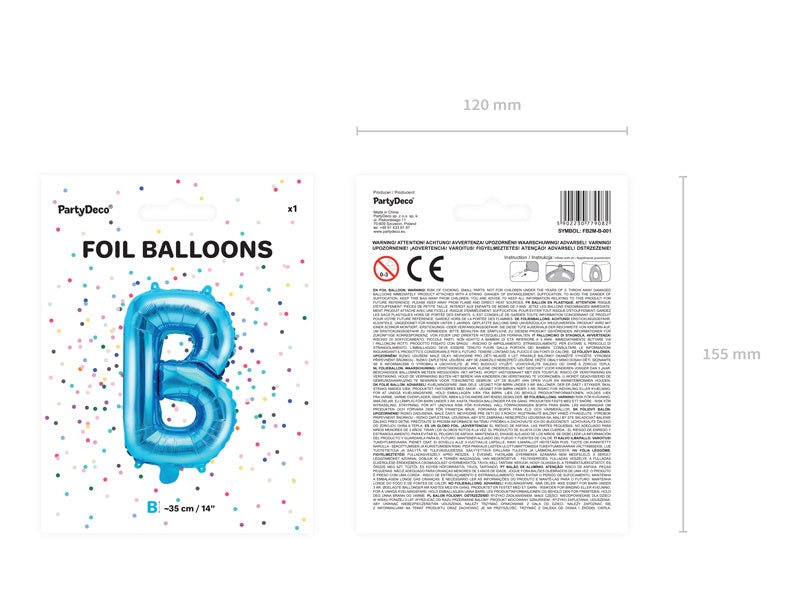 Folie Ballon Letter B Blauw Leeg 35cm van Partydeco koop je bij Partywinkel