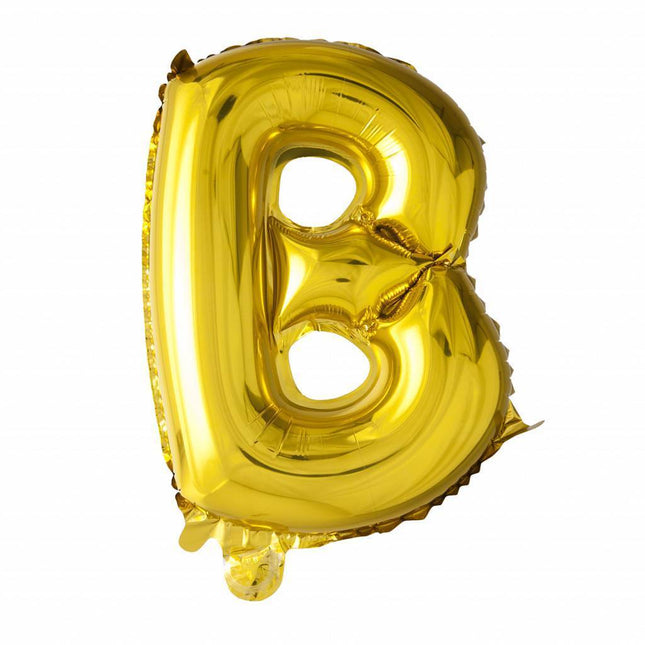 Folie Ballon Letter B Goud 41cm met Rietje van WeFiesta koop je bij Partywinkel