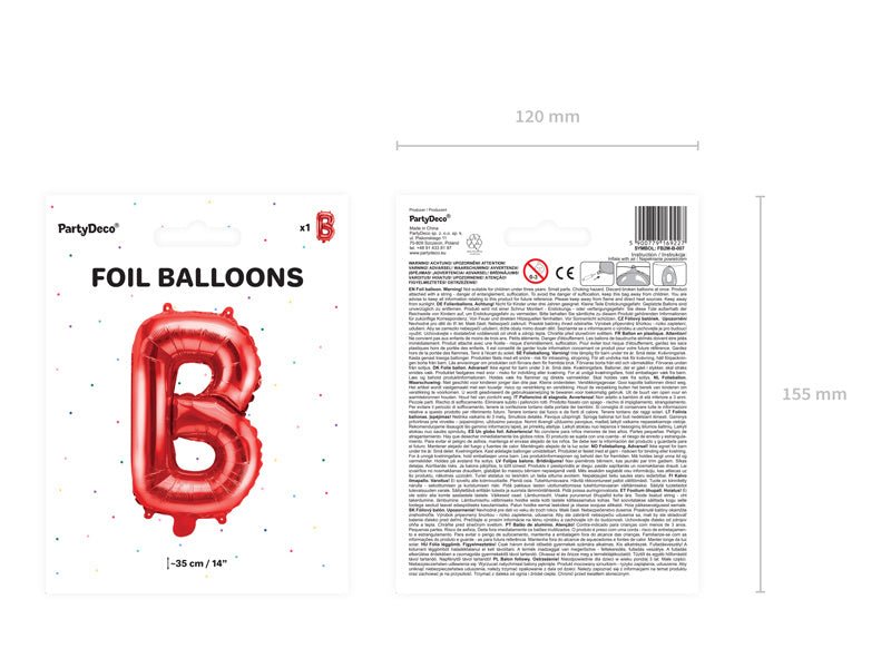 Folie Ballon Letter B Rood Leeg 35cm van Partydeco koop je bij Partywinkel
