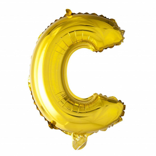 Folie Ballon Letter C Goud 41cm met Rietje van WeFiesta koop je bij Partywinkel
