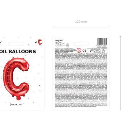 Folie Ballon Letter C Rood Leeg 35cm van Partydeco koop je bij Partywinkel