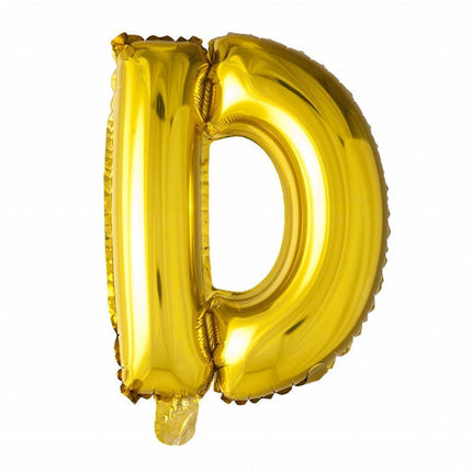 Folie Ballon Letter D Goud 41cm met Rietje van WeFiesta koop je bij Partywinkel