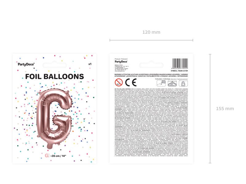 Folie Ballon Letter G Rose Goud Leeg 35cm van Partydeco koop je bij Partywinkel