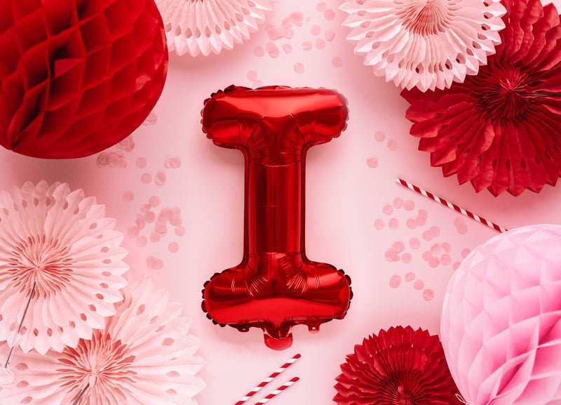 Folie Ballon Letter I Rood Leeg 35cm van Partydeco koop je bij Partywinkel