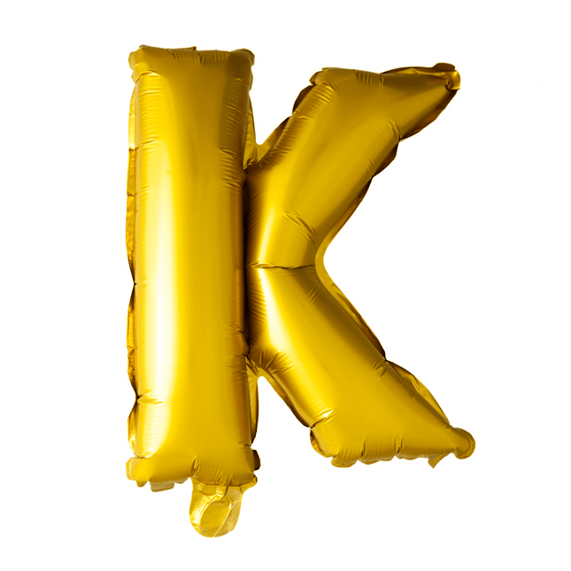 Folie Ballon Letter K Goud 41cm met Rietje van WeFiesta koop je bij Partywinkel