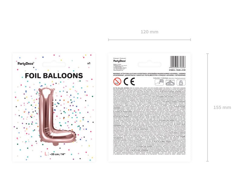 Folie Ballon Letter L Rose Goud Leeg 35cm van Partydeco koop je bij Partywinkel