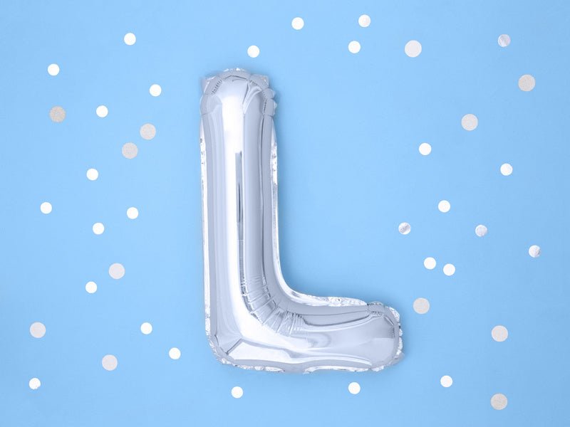 Folie Ballon Letter L Zilver Leeg 35cm van Partydeco koop je bij Partywinkel