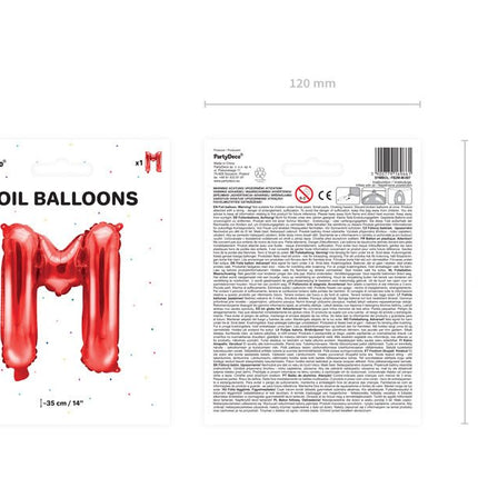 Folie Ballon Letter M Rood Leeg 35cm van Partydeco koop je bij Partywinkel