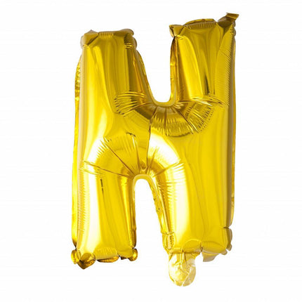 Folie Ballon Letter N Goud 41cm met Rietje van WeFiesta koop je bij Partywinkel