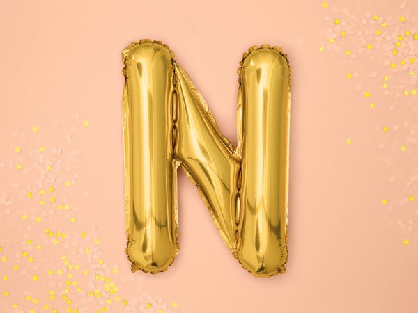Folie Ballon Letter N Goud Leeg 35cm van Partydeco koop je bij Partywinkel