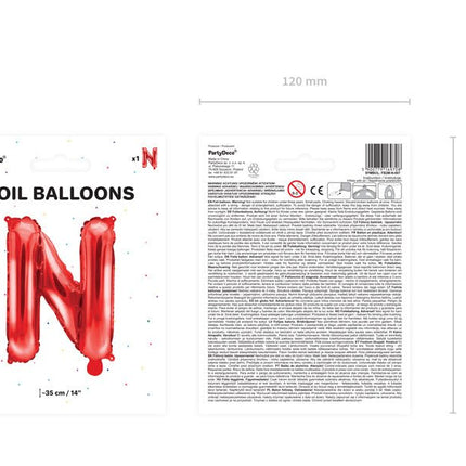 Folie Ballon Letter N Rood Leeg 35cm van Partydeco koop je bij Partywinkel