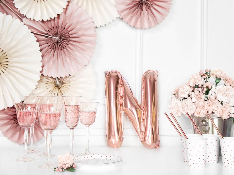 Folie Ballon Letter N Rose Goud Leeg 35cm van Partydeco koop je bij Partywinkel