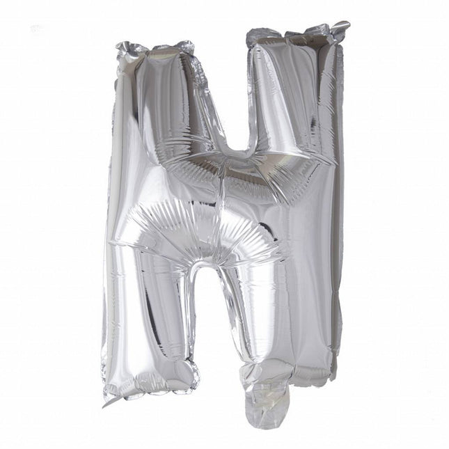 Folie Ballon Letter N Zilver 41cm met Rietje van WeFiesta koop je bij Partywinkel