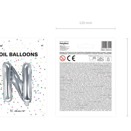 Folie Ballon Letter N Zilver Leeg 35cm van Partydeco koop je bij Partywinkel