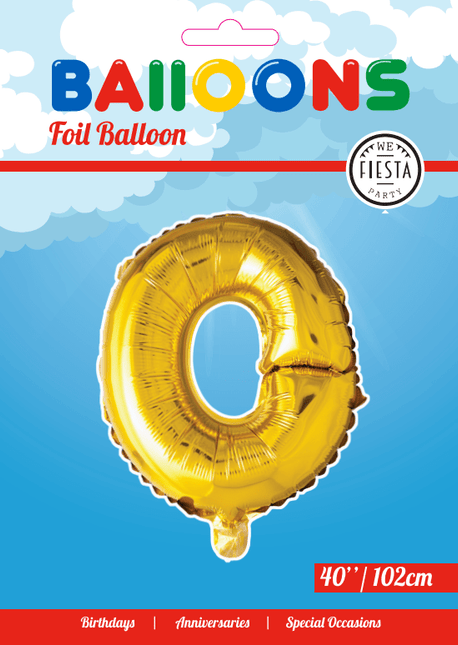 Folie Ballon Letter O Goud XL 102cm leeg van WeFiesta koop je bij Partywinkel