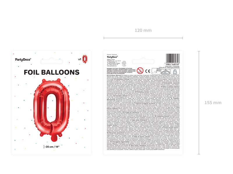 Folie Ballon Letter O Rood Leegd 35cm van Partydeco koop je bij Partywinkel