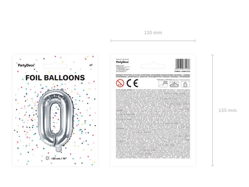 Folie Ballon Letter O Zilver Leeg 35cm van Partydeco koop je bij Partywinkel