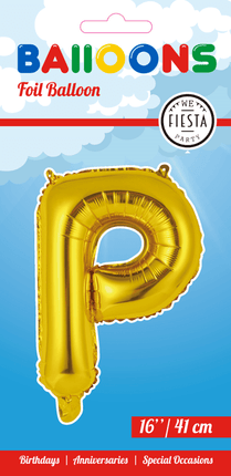 Folie Ballon Letter P Goud 41cm met Rietje van WeFiesta koop je bij Partywinkel