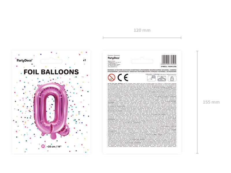 Folie Ballon Letter Q Roze Leeg 35cm van Partydeco koop je bij Partywinkel