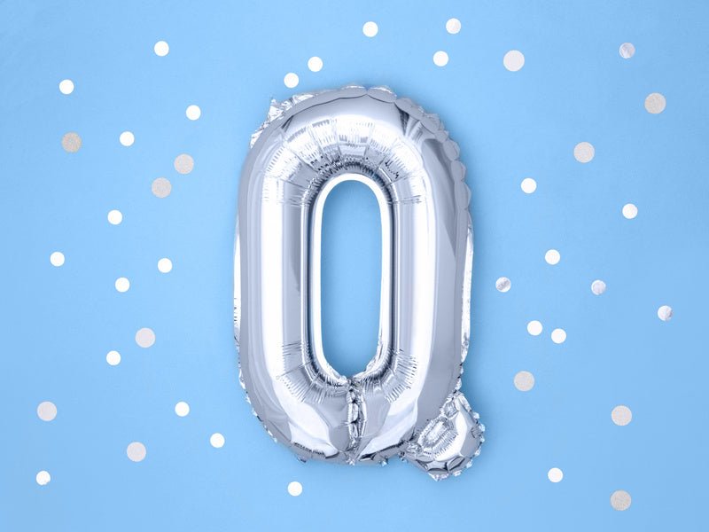 Folie Ballon Letter Q Zilver Leeg 35cm van Partydeco koop je bij Partywinkel