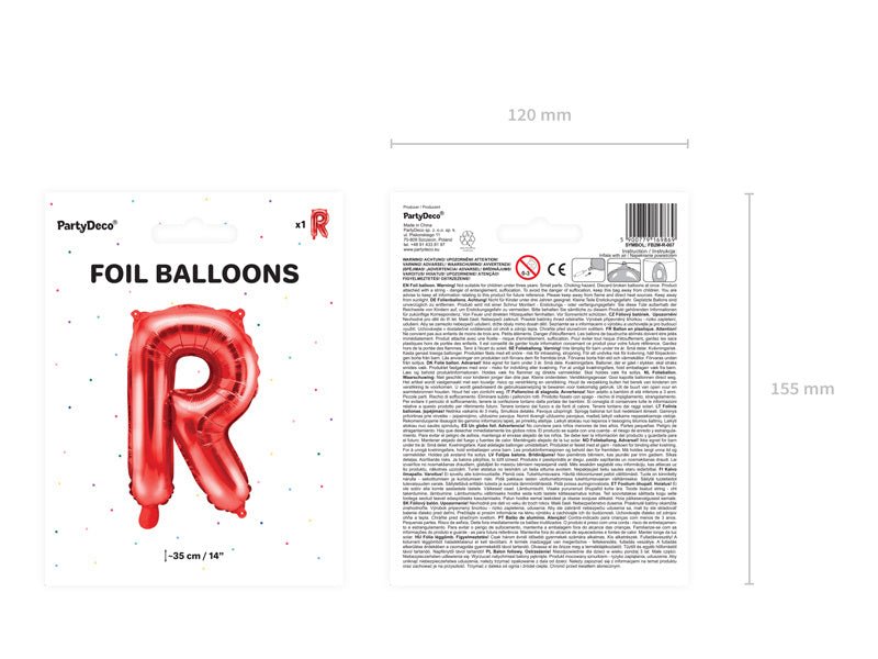 Folie Ballon Letter R Rood Leeg 35cm van Partydeco koop je bij Partywinkel