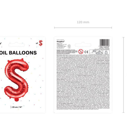 Folie Ballon Letter S Rood Leeg 35cm van Partydeco koop je bij Partywinkel