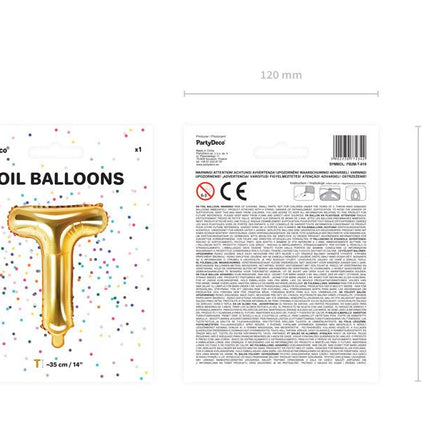 Folie Ballon Letter T Goud Leeg 35cm van Partydeco koop je bij Partywinkel