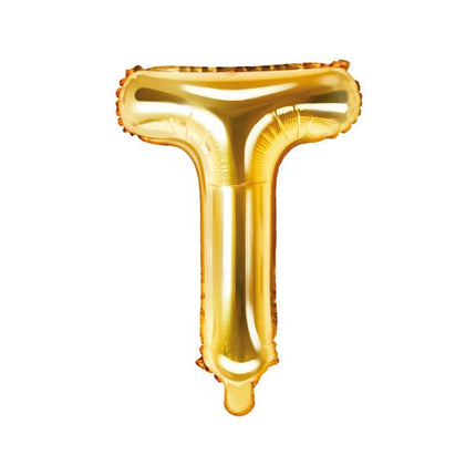 Folie Ballon Letter T Goud Leeg 35cm van Partydeco koop je bij Partywinkel