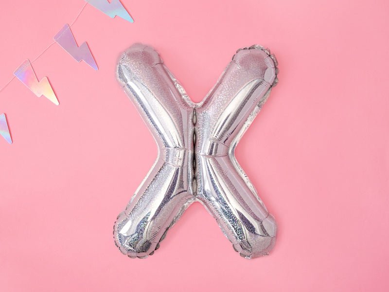 Folie Ballon Letter X Holografisch Leeg 35cm van Partydeco koop je bij Partywinkel