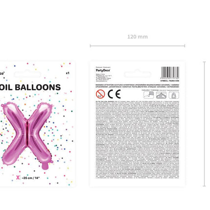 Folie Ballon Letter X Roze Leeg 35cm van Partydeco koop je bij Partywinkel