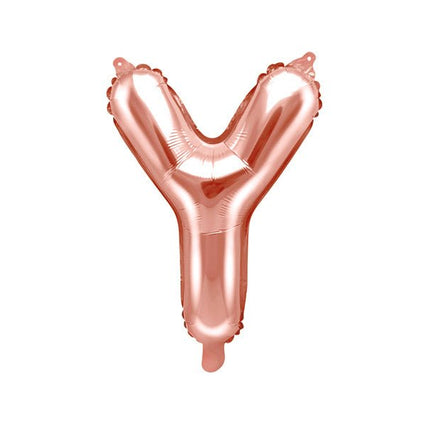 Folie Ballon Letter Y Rose Goud Leeg 35cm van Partydeco koop je bij Partywinkel