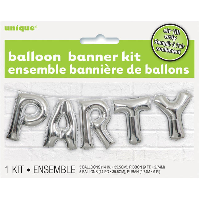 Folie Ballon Party Zilver Leeg 2,74m van Unique koop je bij Partywinkel