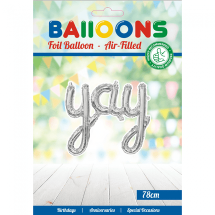 Folie Ballon Yay Zilver 1,19m leeg van WeFiesta koop je bij Partywinkel